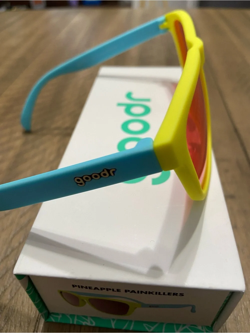 Goodr Yellow Frame Sunglasses with Red Lenses- Pineapple Painkillers